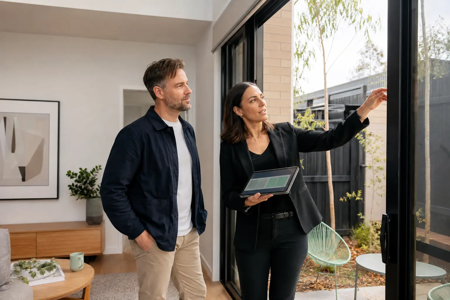 A property manager showing an investment property to its owner